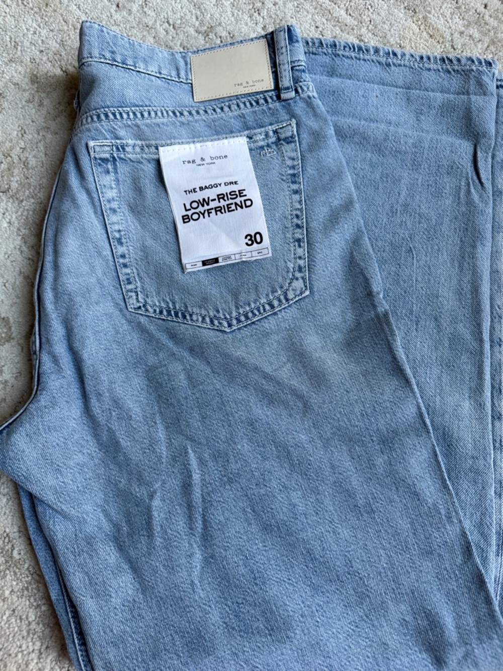 rag & bone Light The Baggy Dre Blue Low-Rise Boyfriend Jeans